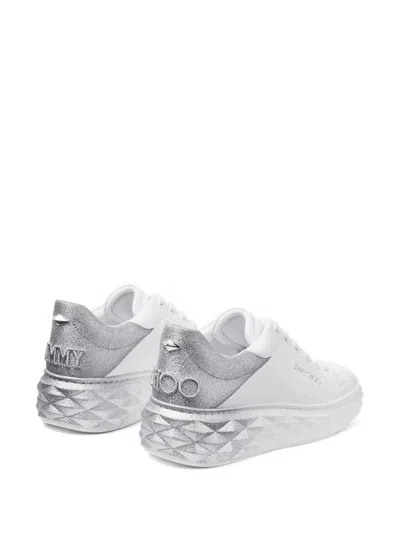 Jimmy Choo Low Top Leather Sneakers With Metallic Heel