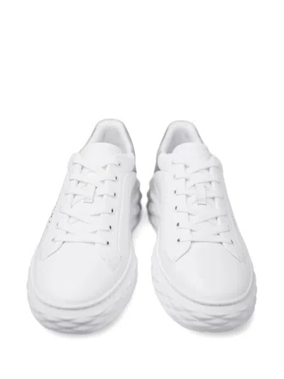 Jimmy Choo Low Top Leather Sneakers With Metallic Heel