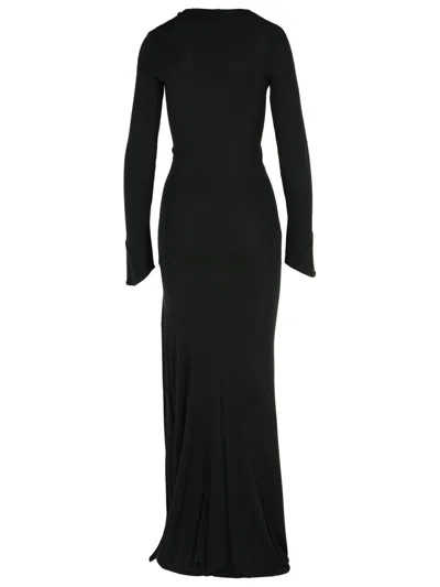 Attico Abito Lungo In Crepe Nero Donna In Black