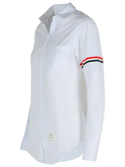 Thom Browne Cotton Shirt With Striped Arm Detail In White