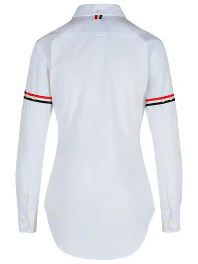 Thom Browne Cotton Shirt With Striped Arm Detail In White