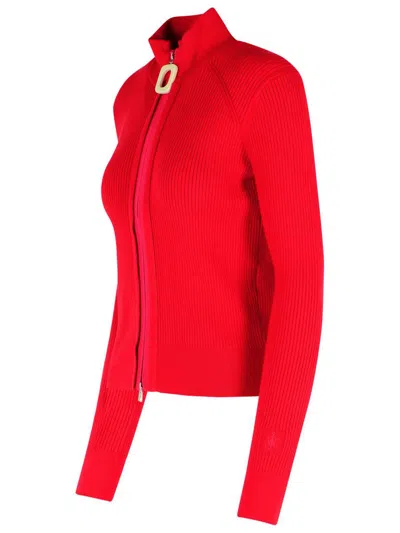 Jw Anderson Crimson Red Cotton Blend Turtleneck Sweater In Red