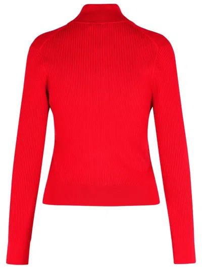Jw Anderson Crimson Red Cotton Blend Turtleneck Sweater In Red
