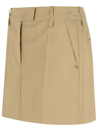 Sportmax 'fify' Beige Brown Virgin Wool Miniskirt
