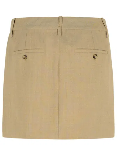Sportmax 'fify' Beige Brown Virgin Wool Miniskirt