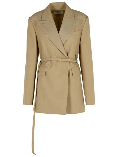 Sportmax Wool Blazer With Belted Waist And Flap Pockets In Multi