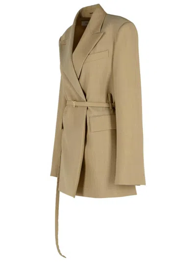 Sportmax Wool Blazer With Belted Waist And Flap Pockets In Multi