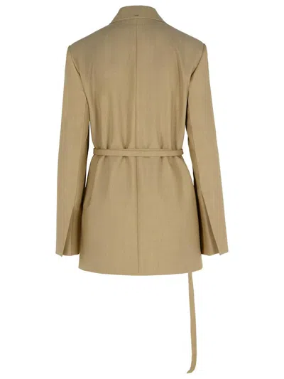Sportmax Wool Blazer With Belted Waist And Flap Pockets In Multi