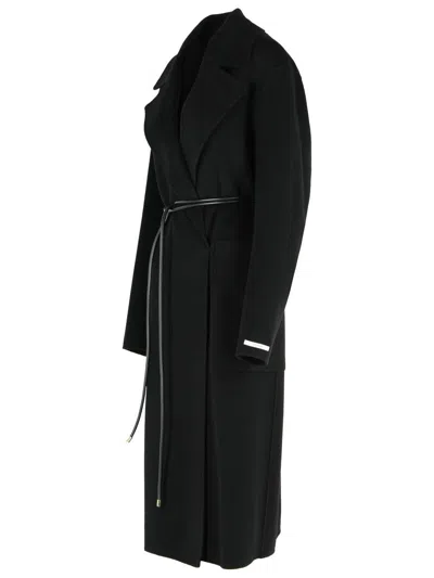 Sportmax Abate' Black Virgin Wool Robe Coat