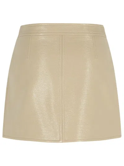 Courrèges 'reedition' Ivory Cotton Blend Miniskirt In Multi