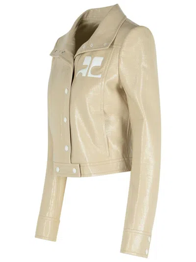 Courrèges 'reedition' Ivory Cotton Blend Jacket In Multi