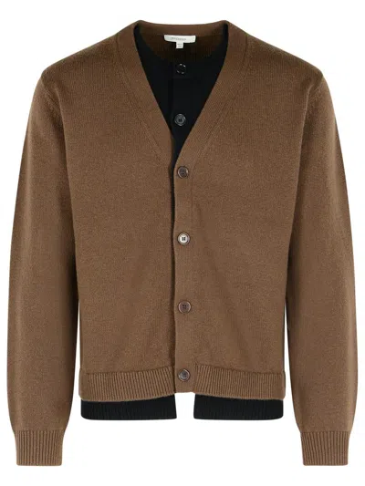 Jw Anderson Brown Cashmere Blend Layered Cardigan In Brown
