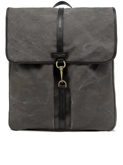 Gianni Chiarini Leather-trimmed Canvas Backpack In Gray