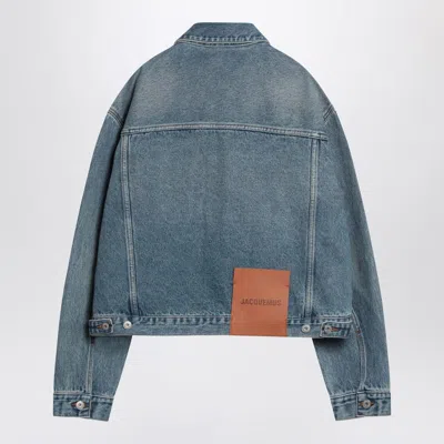 Jacquemus Vintage Light Wash Cropped Denim Jacket In Blue
