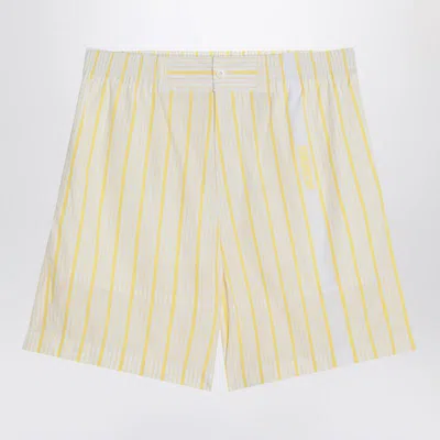 Jacquemus Aloe Striped Pattern Elastic Waistband Shorts In Yellow