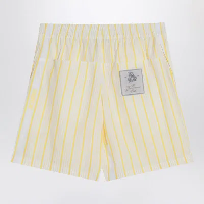 Jacquemus Aloe Striped Pattern Elastic Waistband Shorts In Yellow