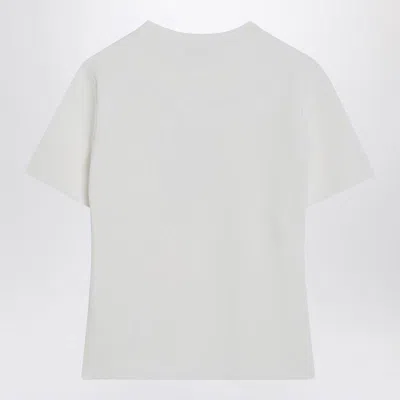 Max Mara Women 'papaia' White Crewneck T-shirt With Tonal Logo Embroidery On The Front In Cotton Wom In White