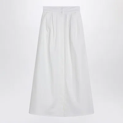 Max Mara Wide White Gabardine Skirt Women In White