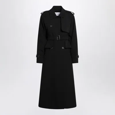 Max Mara Flavio Double-breasted Long Trench Coat In Black