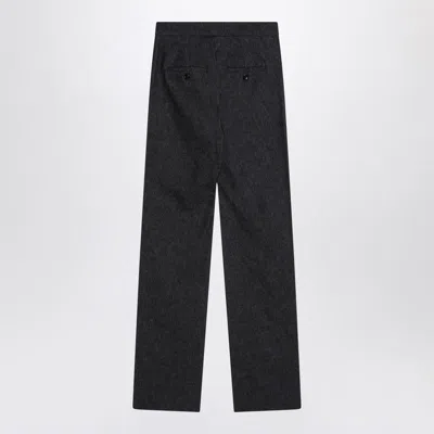 Max Mara Midnight Blue Trousers In Cotton Denim Effect In Black