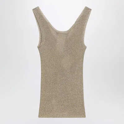 Max Mara Studio Gold Lurex Tank Top In Green