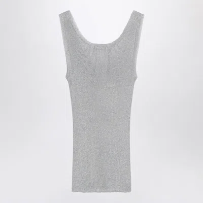 Max Mara Studio Top Lurex Tank Top In Silver In Gray