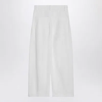 Max Mara White Baggy Trousers In Cotton Twill Women In White