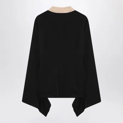 Max Mara Black Silk Colour-block Shirt In Black