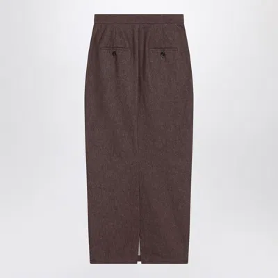 Max Mara Cotton With Denim Effect Long Skirt In Brown