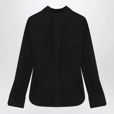Max Mara Black Cotton Shirt With Logo Women In Black