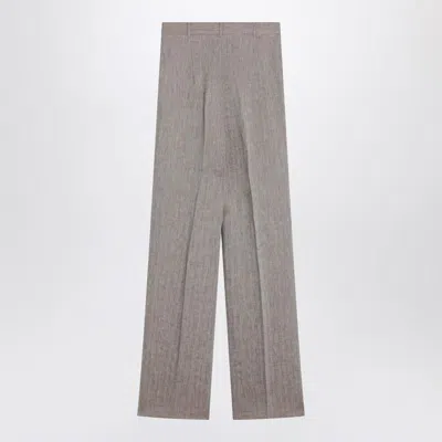 Max Mara Studio Beige Straight Linen Pants