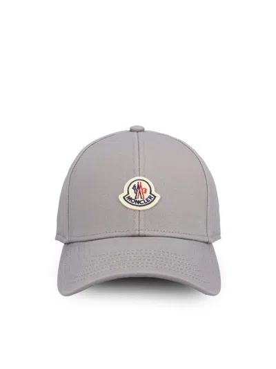 Moncler Grey Cotton Gabardine Baseball Cap In Gray