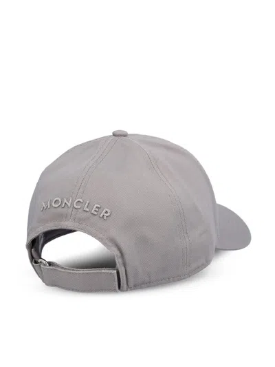 Moncler Grey Cotton Gabardine Baseball Cap In Gray