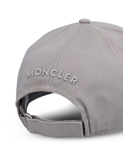 Moncler Grey Cotton Gabardine Baseball Cap In Gray