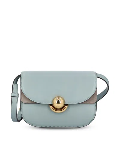 Furla Light Blue Leather Mini Sfera Crossbody Bag In Gray