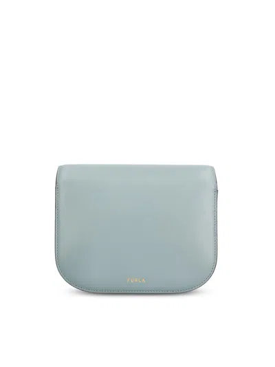 Furla Light Blue Leather Mini Sfera Crossbody Bag In Gray