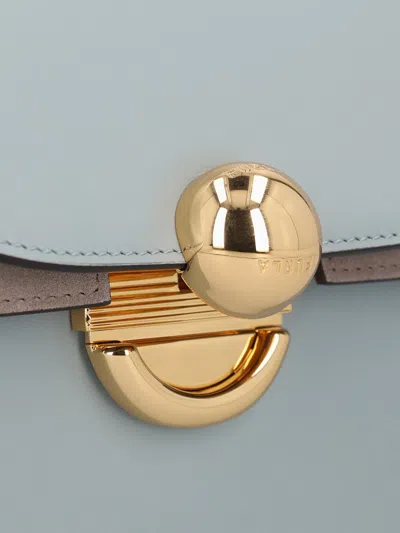 Furla Light Blue Leather Mini Sfera Crossbody Bag In Gray