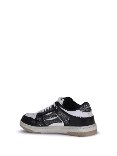 Amiri Skel Top Black Low Top Sneakers With Logo Patch On The Tongue And Logo Lettering On The Heel In Leat