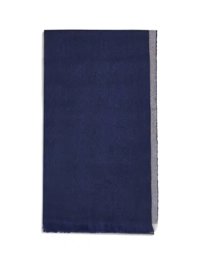 Brunello Cucinelli Wool-cashmere Stripe Scarf In Blue