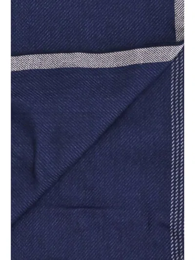 Brunello Cucinelli Wool-cashmere Stripe Scarf In Blue