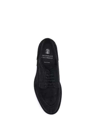 Brunello Cucinelli Almond Toe Lace-up Shoes In Black