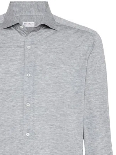 Brunello Cucinelli Stretch-cotton Chevron Slim-fit Shirt
