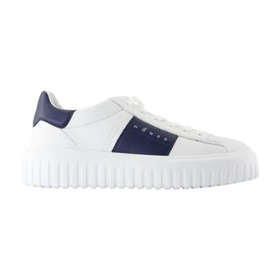 Hogan Panelled Design Calf Leather Sneakers With Chunky Sole In White