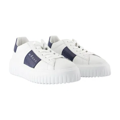 Hogan Panelled Design Calf Leather Sneakers With Chunky Sole In White