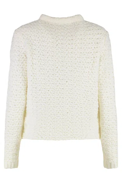 Moncler Cardigan With Padded Front Panel In White