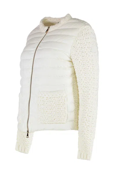 Moncler Cardigan With Padded Front Panel In White