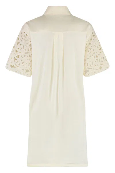 Moncler Cotton Mini Dress In Yellow