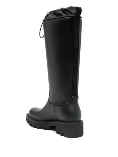 Moncler Kickstream High Rain Boots, Women, Black, Size: 41