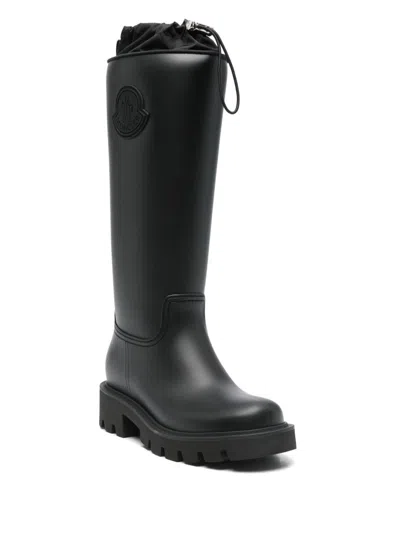 Moncler Kickstream High Rain Boots, Women, Black, Size: 41