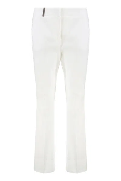 Peserico Cotton Trousers Belt Loops In White
